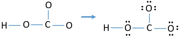 mark lone pairs on oxygen atoms in HCO3-